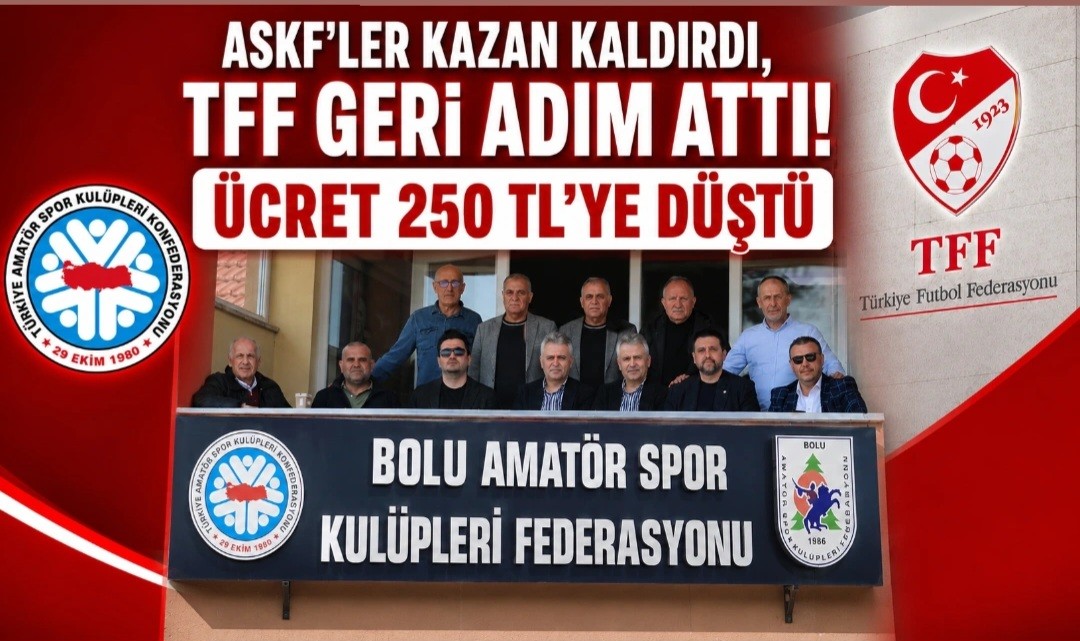 ASKF’ler Kazan Kaldırdı, TFF Geri Adım Attı: Ücret 250 TL’ye Düştü ASKF’ler Kazan Kaldırdı, TFF Geri Adım Attı: Ücret 250 TL’ye Düştü